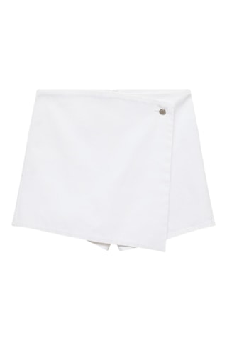 Jupe short en jean croisée - Blanc