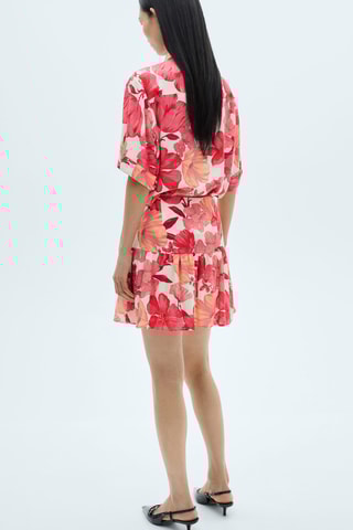 Jupe volantée fleurie - Rouge