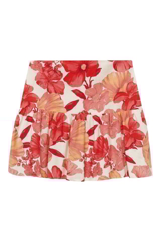 Jupe volantée fleurie - Rouge