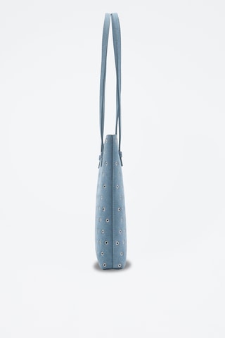 Sac porté épaule cuir perforé - Bleu