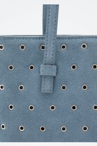 Sac porté épaule cuir perforé - Bleu