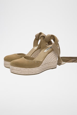 Espadrilles compensées en nubuck - Beige