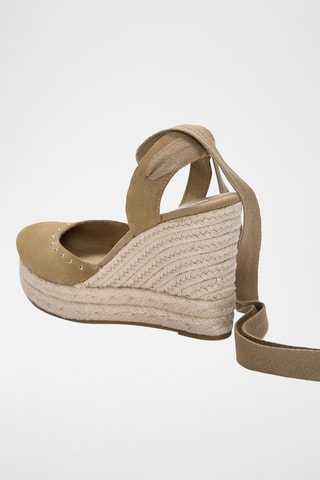 Espadrilles compensées en nubuck - Beige