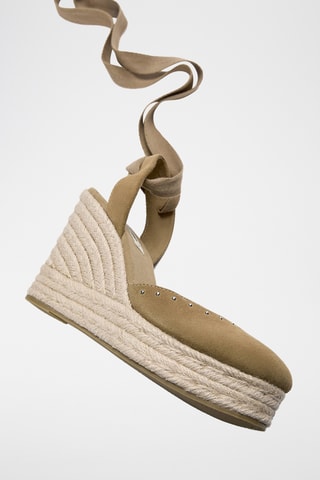 Espadrilles compensées en nubuck - Beige