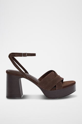 Sandales à talons en nubuck - Marron foncé