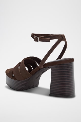 Sandales à talons en nubuck - Marron foncé