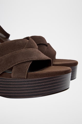 Sandales à talons en nubuck - Marron foncé