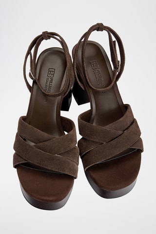 Sandales à talons en nubuck - Marron foncé