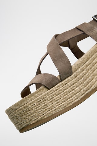 Sandales compensées en cuir - Marron