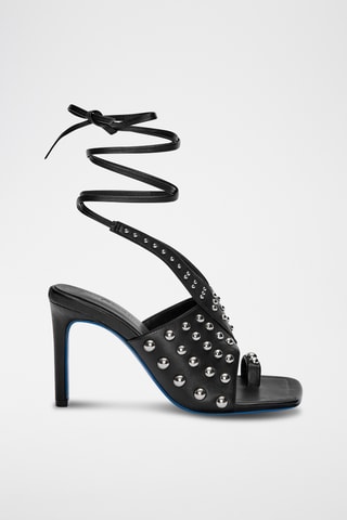 Spartiates à talons en cuir - Noir