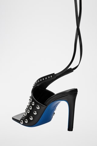 Spartiates à talons en cuir - Noir