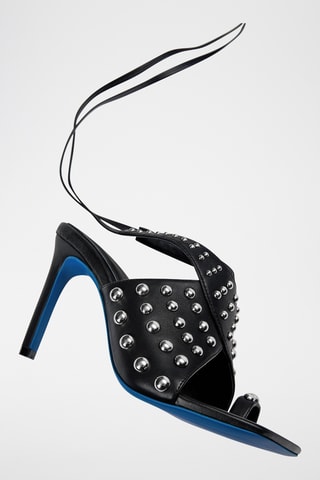 Spartiates à talons en cuir - Noir