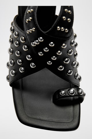 Spartiates à talons en cuir - Noir