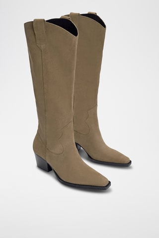 Bottes en nubuck - Taupe