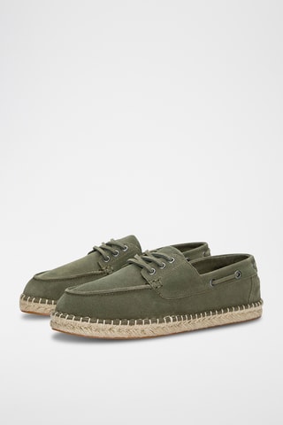 Chaussures bateau en nubuck - Kaki