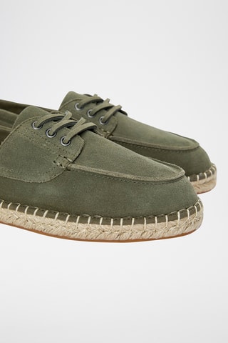 Chaussures bateau en nubuck - Kaki