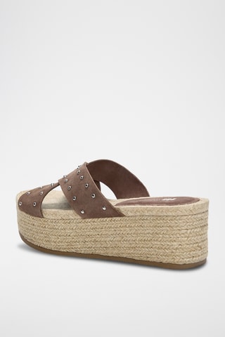 Mules compensées en nubuck - Marron