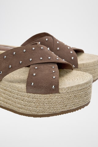 Mules compensées en nubuck - Marron