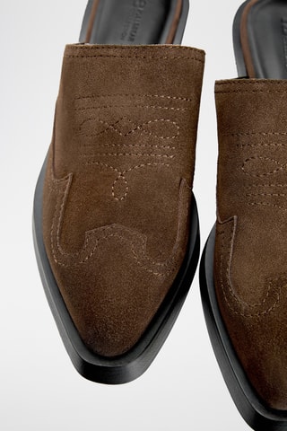 Mules en nubuck - Marron