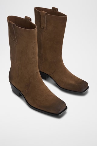 Bottines en nubuck - Marron