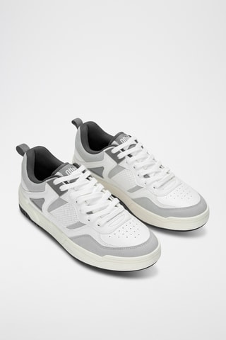 Baskets en cuir - Blanc et gris foncé