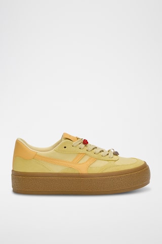 Baskets plateformes en nubuck - Jaune