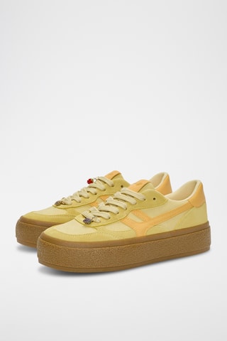 Baskets plateformes en nubuck - Jaune