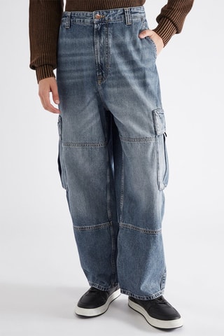 Jean baggy cargo - Bleu