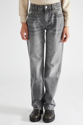 Jean droit mid-rise - Gris