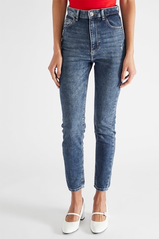 Jean skinny taille haute - Bleu