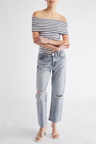 Jean droit mid-rise - Bleu