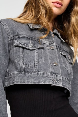 Veste courte en jean - Noir