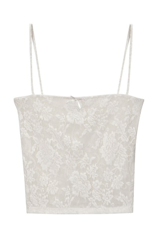 Top en dentelle - Blanc