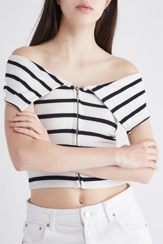 Top - Blanc et bleu marine