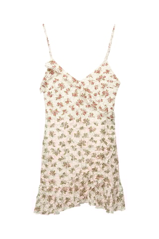 Robe volantée en dentelle - Ecru