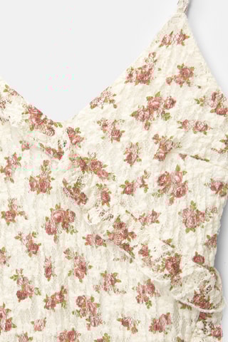 Robe volantée en dentelle - Ecru