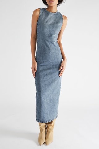 Robe longue en jean  - Bleu