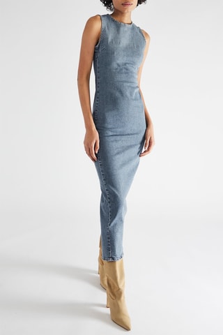 Robe longue en jean  - Bleu