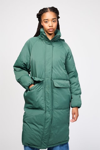 Doudoune longue à capuche - Vert