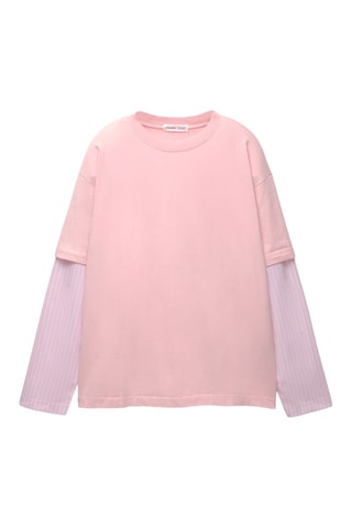 T-shirt trompe-l’œil - Saumon et violet clair