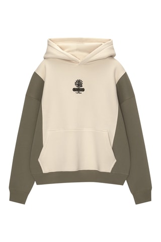 Sweat à capuche - Ecru et kaki