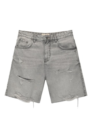 Bermuda droit en jean - Gris