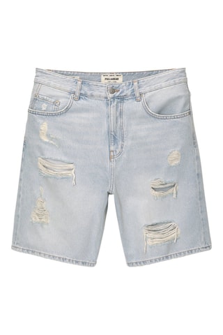 Bermuda droit en jean - Bleu clair