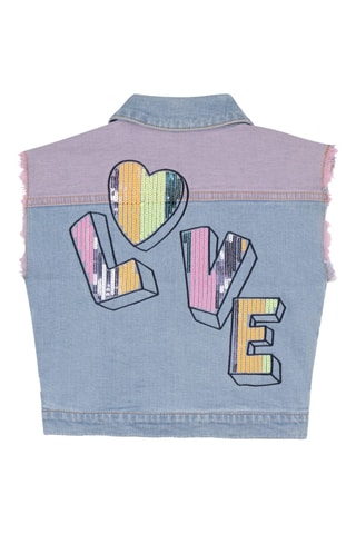 Veste en jean sans manches - Ciel et violet