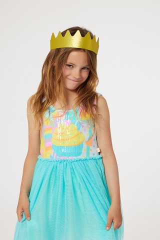Robe et couronne - Bleu et doré - Billieblush