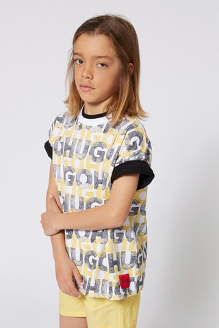 T-shirt in cotone bio - Bianco e giallo - Hugo