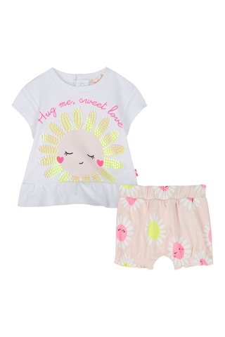 T-shirt et short en coton biologique - Blanc et rose
