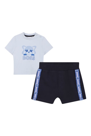 T-shirt et short en coton biologique - Ciel - Boss