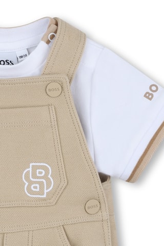 T-shirt et salopette - Beige et blanc - Boss