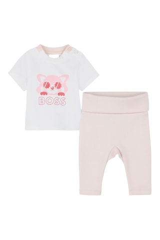 T-shirt et pantalon en coton biologique - Blanc et rose poudré - Boss